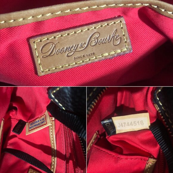 Dooney & Bourke Pebble Grain Leather Medium Pocket Satchel Black with Brown Trim - Picture 15 of 15